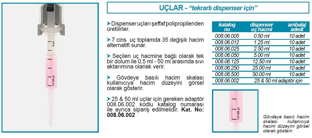 İSOLAB 008.06.005 tekrarlı dispenser ucu