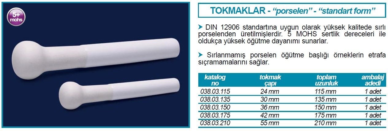 İSOLAB 038.03.115 tokmak porselen