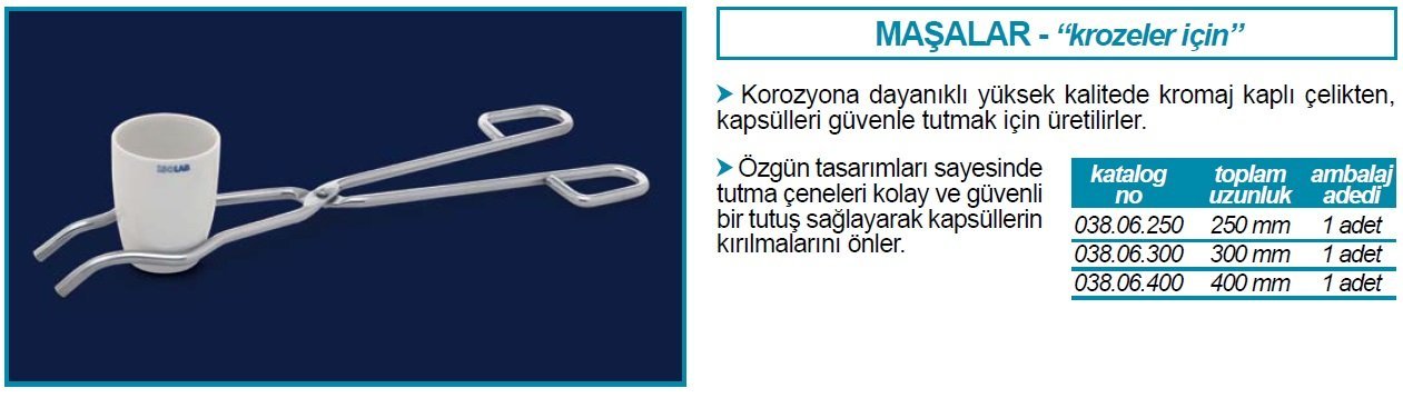 İSOLAB 038.06.250 kroze maşası