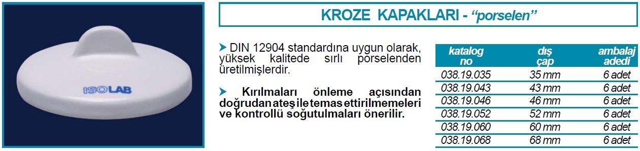 İSOLAB kroze kapağı porselen