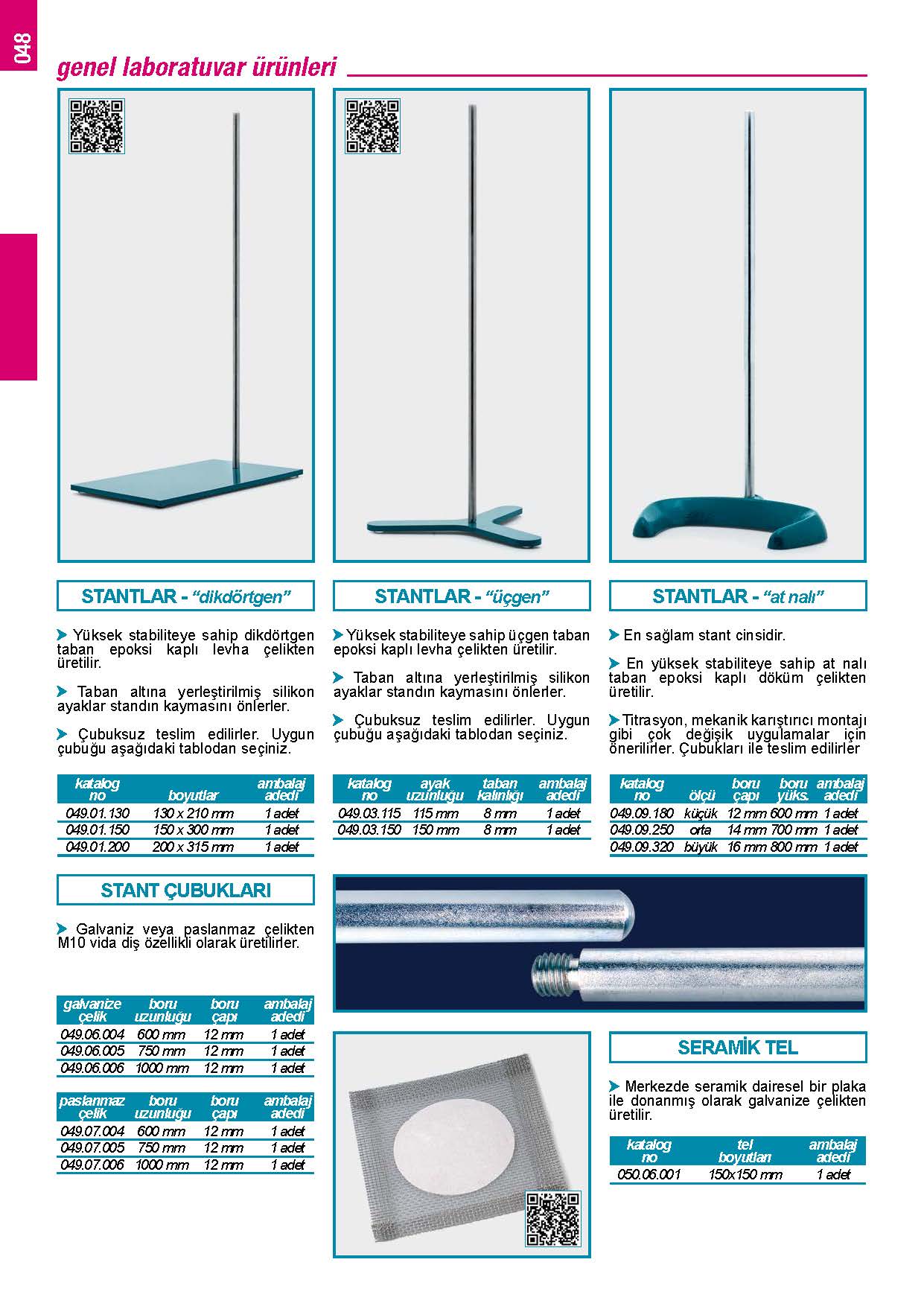 İSOLAB laboratuar standı üç ayaklı