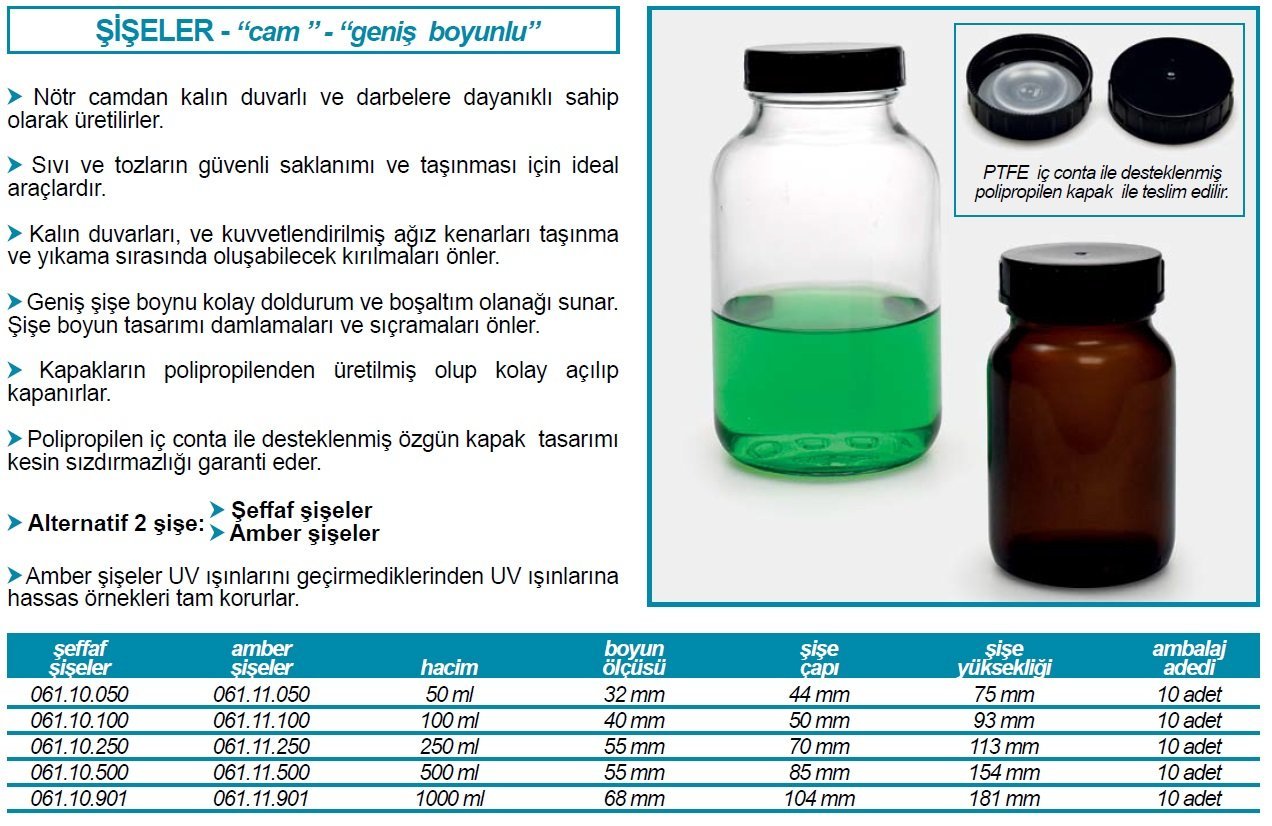 İSOLAB 061.11 şişe - geniş boyunlu