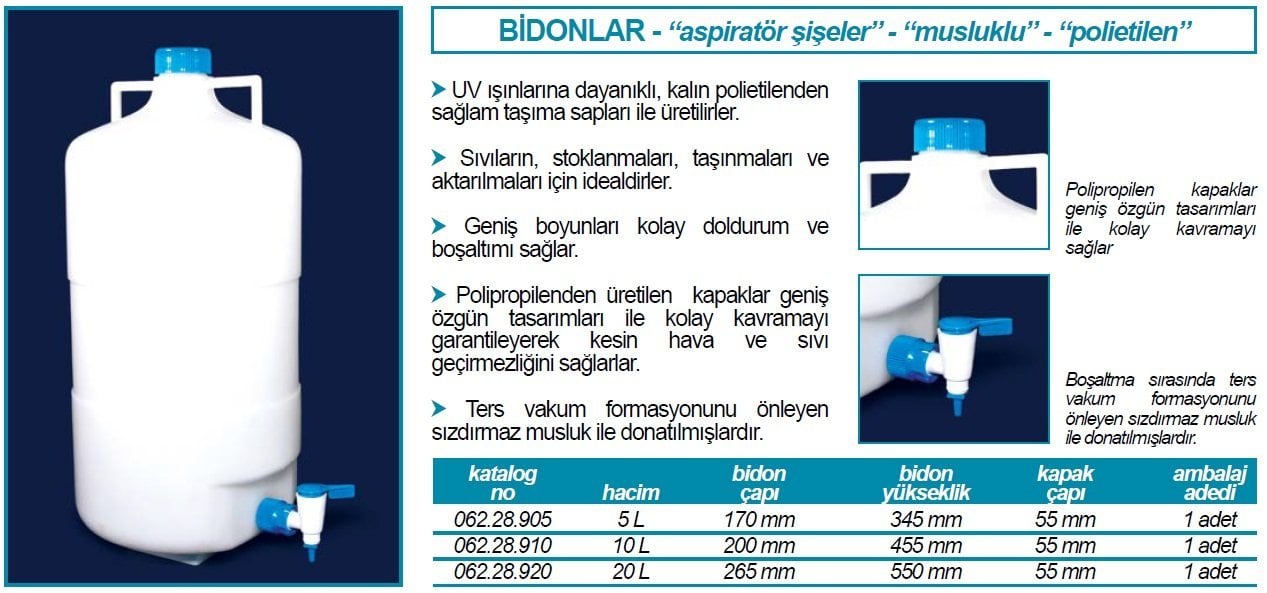 İSOLAB 062.28.905 bidon asipratör