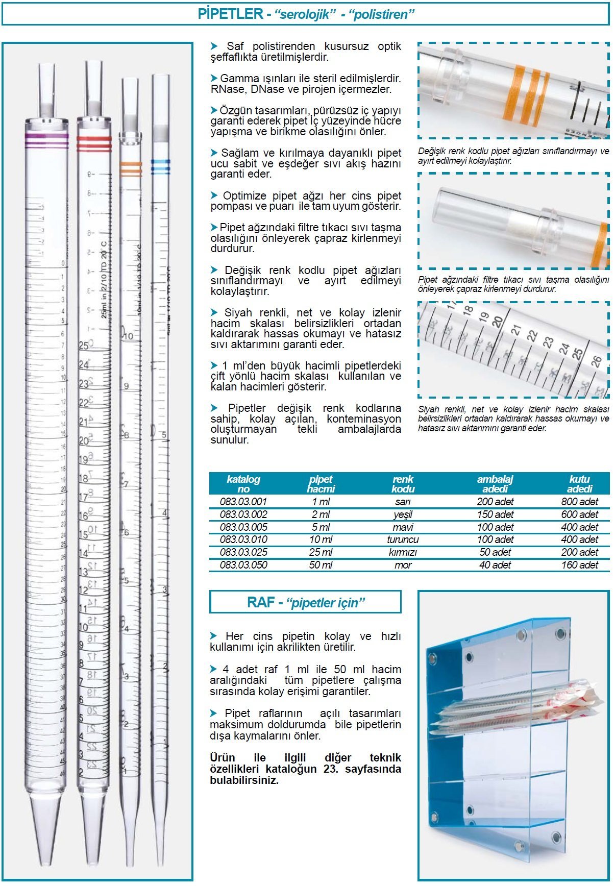 İSOLAB 083.13.050 steril pipet